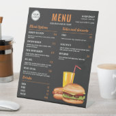 Fastfood hamburger en hot dog food menu prijzen reclamebord met voetstuk (Insitu)