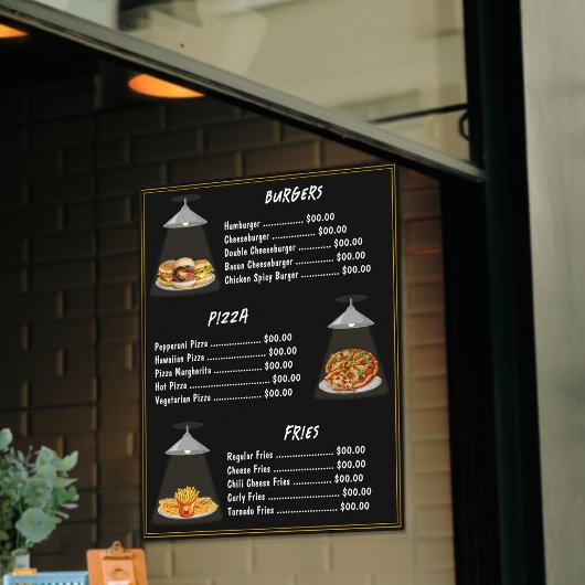 Fastfood hamburgers | Pizza | Fries Menu Lijst Zwa Poster