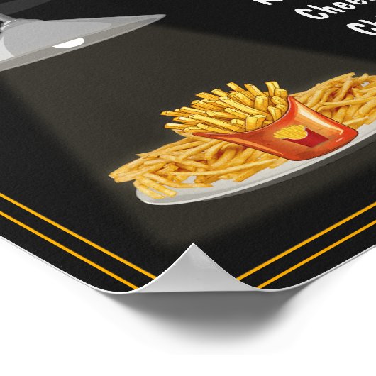 Fastfood hamburgers | Pizza | Fries Menu Lijst Zwa Poster (Hoek)
