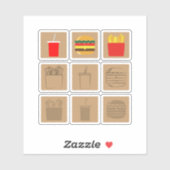 Fastfood maaltijd set sticker (Vel)