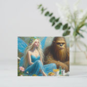 Fastfood picknick met Sasquatch en de fee Briefkaart (Staand voorkant)