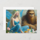 Fastfood picknick met Sasquatch en de fee Briefkaart (Voorkant / Achterkant)