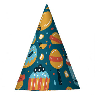 Fastfood pictogrammen:  Doodles Feesthoedjes