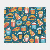 Fastfood pictogrammen: Doodles Fleece Deken (Voorkant (Horizontaal))