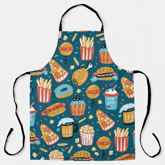 Fastfood pictogrammen:  Doodles Schort (Voorkant)