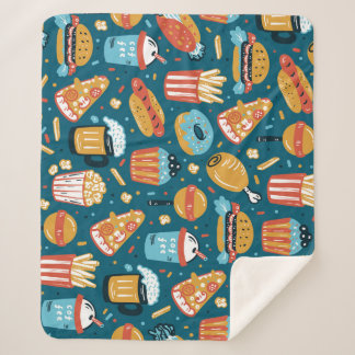 Fastfood pictogrammen:  Doodles Sherpa Deken