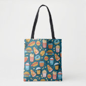 Fastfood pictogrammen: Doodles Tote Bag (Voorkant)