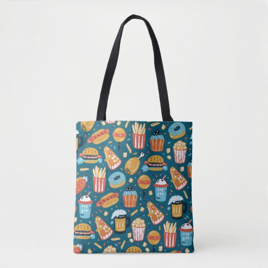 Fastfood pictogrammen:  Doodles Tote Bag (Voorkant)