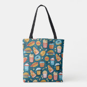 Fastfood pictogrammen:  Doodles Tote Bag (Achterkant)