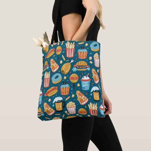 Fastfood pictogrammen:  Doodles Tote Bag (Dichtbij)