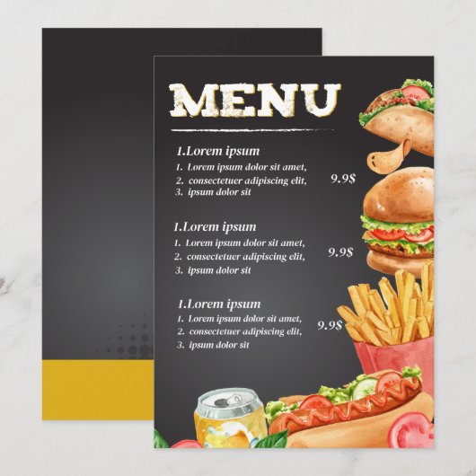 Fastfood restaurant eten menu (Voorkant / Achterkant)