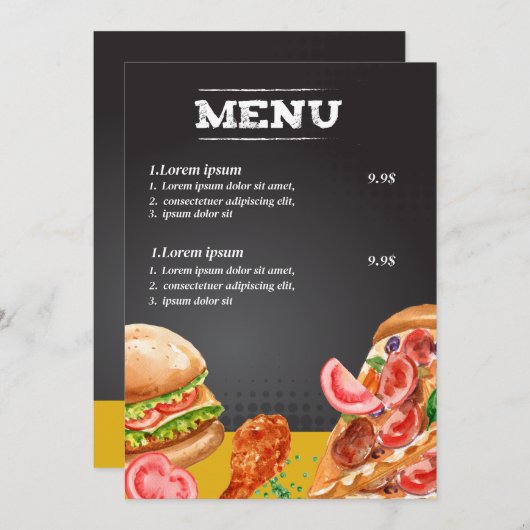 Fastfood restaurant eten menu (Voorkant / Achterkant)
