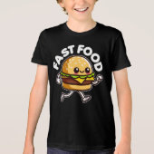 Fastfood Schattigee hamburger lopen grappig Tri-Blend Shirt (Voorkant)
