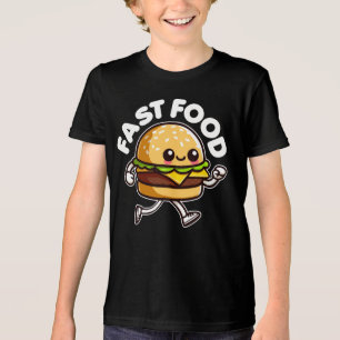 Fastfood Schattigee hamburger lopen grappig Tri-Blend Shirt