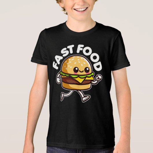 Fastfood Schattigee hamburger lopen grappig Tri-Blend Shirt (Voorkant)