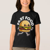 Fastfood Schattigee hamburger lopen grappig Tri-Blend Shirt (Voorkant)