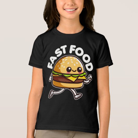 Fastfood Schattigee hamburger lopen grappig Tri-Blend Shirt (Voorkant)
