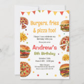 Fastfood verjaardagsfeestje Uitnodigen, Burger & P Kaart (Voorkant)