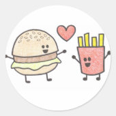 Fastfood vrienden ronde sticker (Voorkant)