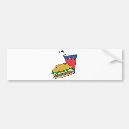 fastfoodburger en zachte drink bumpersticker (Voorkant)