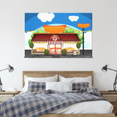 Fastfoodrestaurant Cartoon Canvas Afdruk (Insitu (Slaapkamer))