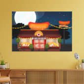 Fastfoodrestaurant Cartoon Canvas Afdruk (Insitu (Woonkamer))