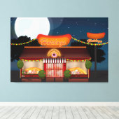 Fastfoodrestaurant Cartoon Canvas Afdruk (Insitu (Houten vloer))