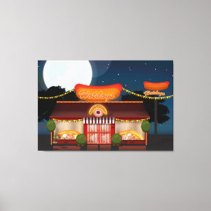 Fastfoodrestaurant Cartoon Canvas Afdruk