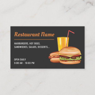 Fastfoodrestaurant Hamburger Hotdog Eetcafé Visitekaartje