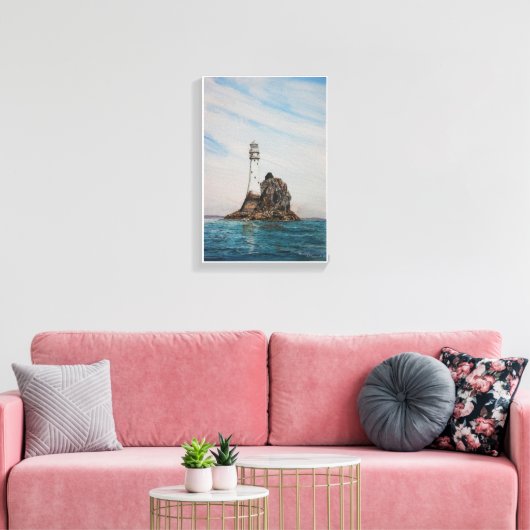 Fastnet Lighthouse, Cork, Ierland Canvas Afdruk (Insitu (Woonkamer))