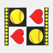 Fastpitch Player Softball & Hearts Fleece Blanket Deken (Voorkant (Horizontaal))