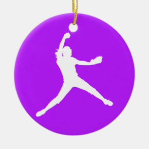 Fastpitch Silhouette Ornament Paars