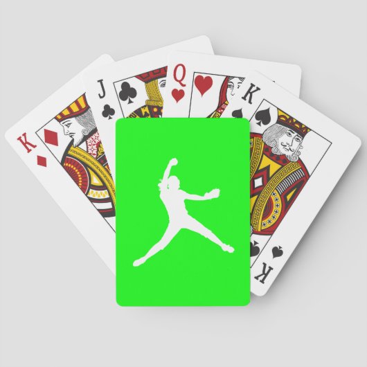 Fastpitch Silhouette-speelkaarten Groen Speelkaarten (Achterkant)
