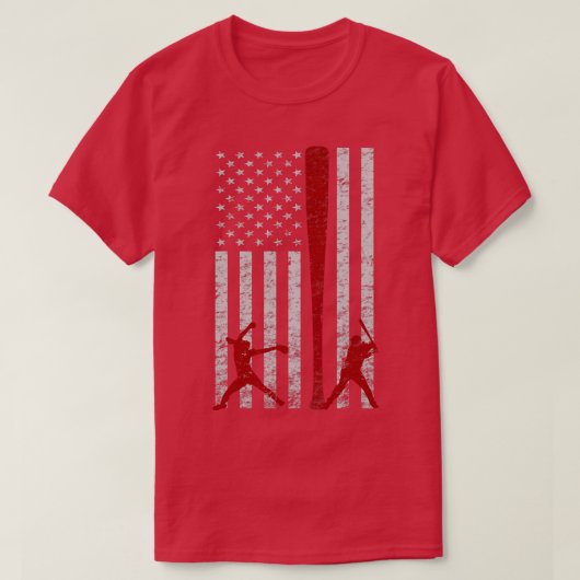 Fastpitch Softbal Amerikaanse vlag Grunge Love Sof T-shirt (Design voorkant)