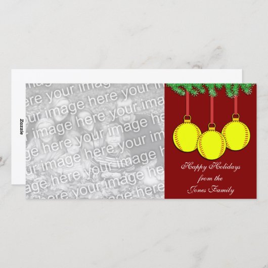 Fastpitch Softbal Kerstkaart (Voorkant / Achterkant)