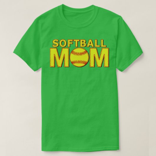 FastPitch Softbal Moeder Gele Bal Veters Stitch T-shirt (Design voorkant)