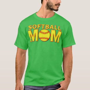 FastPitch Softbal Moeder Gele Bal Veters Stitch T-shirt