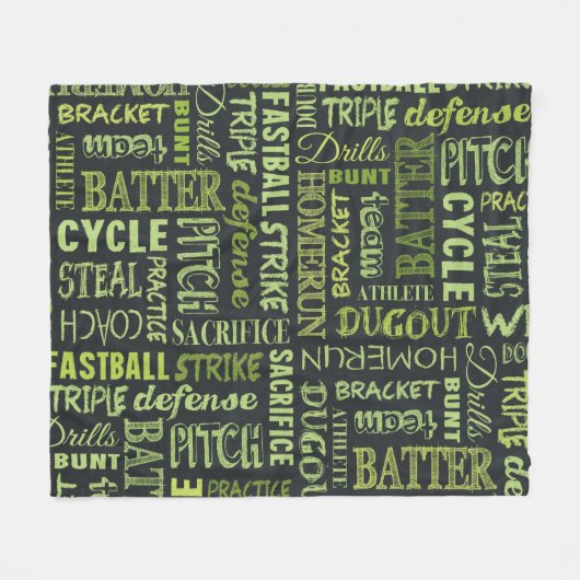 Fastpitch Softball Chalkboard Termen Fleece Deken (Voorkant (Horizontaal))