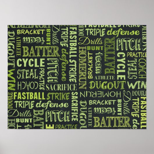 Fastpitch Softball Chalkboard Termen Poster (Voorkant)