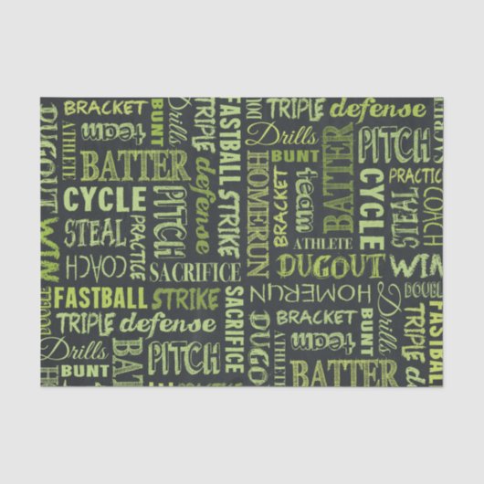 Fastpitch Softball Chalkboard Termen Tissuepapier (Voorkant)