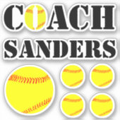Fastpitch Softball Coach Aangepaste naam Fun Sport Sticker (Voorkant)