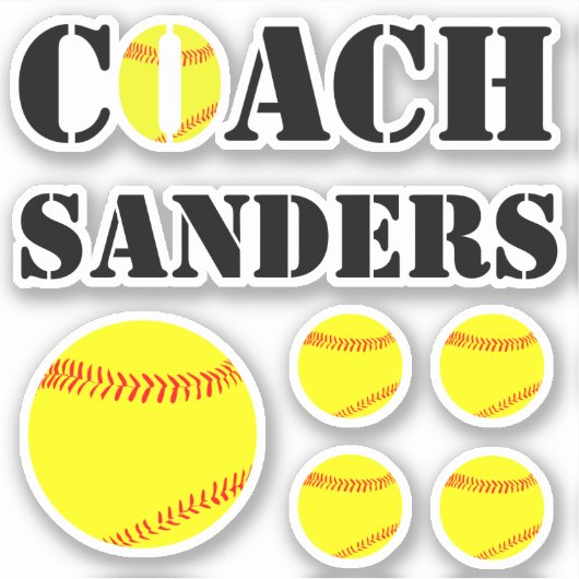 Fastpitch Softball Coach Aangepaste naam Fun Sport Sticker (Voorkant)