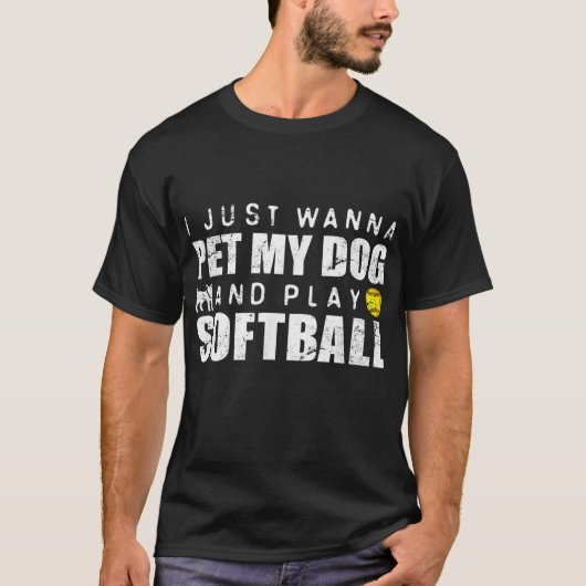 Fastpitch Softball Funny Dog T-shirt (Voorkant)