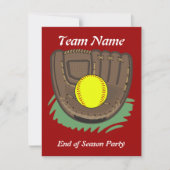 Fastpitch Softball Glove Invitations Kaart (Voorkant)