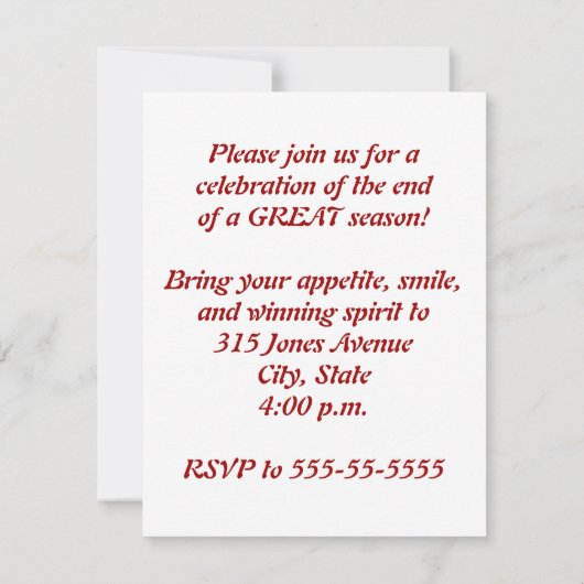 Fastpitch Softball Glove Invitations Kaart (Achterkant)