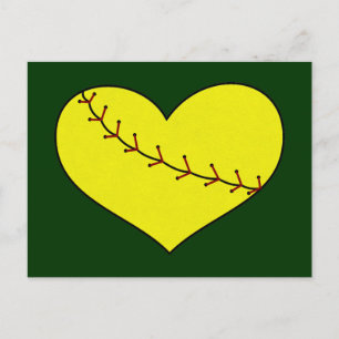 Fastpitch Softball Heart Briefkaart
