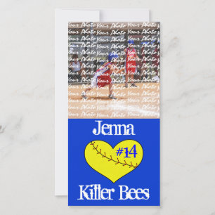 Fastpitch Softball Heart-fotokaart