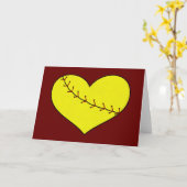 Fastpitch Softball Heart Kaart (Gele Bloem)
