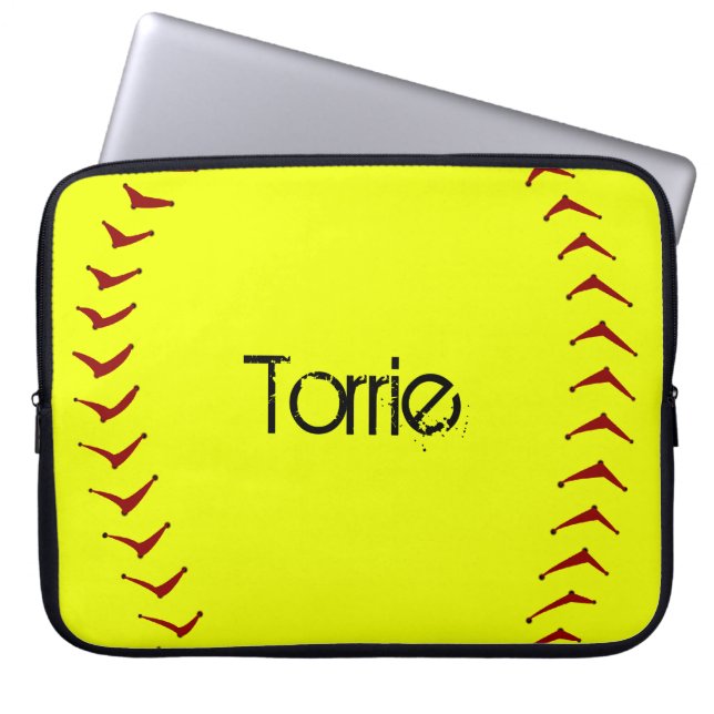 Fastpitch Softball-laptophoes Laptop Sleeve (Voorkant)