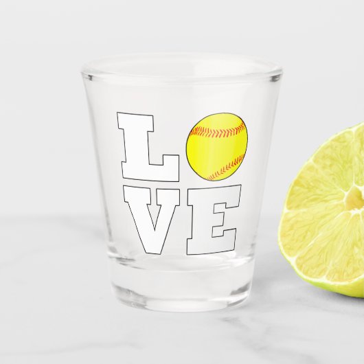Fastpitch Softball LOVE Fun Player of Coach Party Shot Glas (Voorkant)